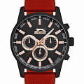Slazenger Slazenger SL.09.2107.2.03  SL.09.2107.2.03 кварцевые мужские часы  красный циферблат, браслет силикон — вид спереди