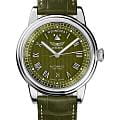 Aviator Aviator Douglas Day-Date V.3.35.0.278.4  V.3.35.0.278.4 механические мужские часы зеленый циферблат, браслет кожаный — вид спереди