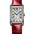 Longines Longines DolceVita L5.512.0.71.5  L55120715 кварцевые женские часы серебристый циферблат, браслет кожаный — вид спереди