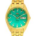 Orient Orient 3 Stars AB00001N  AB00001N механические мужские часы  зеленый циферблат, браслет нержавеющая сталь с pvd-покрытием — вид спереди