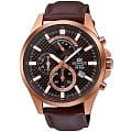 Casio Casio Edifice EFV-530GL-5A EFV EFV-530GL-5A кварцевые мужские часы коричневый циферблат, браслет кожаный — вид спереди