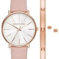 Michael Kors Michael Kors Pyper MK1078SET  MK1078SET кварцевые женские часы белый циферблат, браслет кожаный — вид спереди