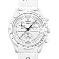 Swatch Swatch x Omega Bioceramic Moonswatch Mission to the Moonphase - Full Moon SO33W700  SO33W700 кварцевые женские часы  белый циферблат, браслет нейлон — вид спереди