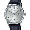 Casio Casio Collection MTP-V002L-7B3UDF (MTP-V002L-7B3)  MTP-V002L-7B3 кварцевые мужские часы серебристый циферблат, браслет кожаный — вид спереди