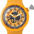 Swatch Swatch Big Bold Swatch Pay! SB01O100-5300  SB01O100-5300 кварцевые мужские часы оранжевый циферблат, браслет силикон — вид спереди