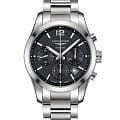 Longines Longines Conquest Collection L2.786.4.56.6  L27864566 механические мужские часы черный циферблат, браслет нержавеющая сталь — вид спереди