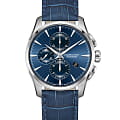 Hamilton Hamilton Jazzmaster Auto Chrono H32586641  H32586641 механические мужские часы синий циферблат, браслет кожаный — вид спереди