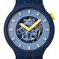 Swatch Swatch Big Bold Biosourced Lacquered SB05N117  SB05N117 кварцевые мужские часы голубой циферблат, браслет биоматериал — вид спереди