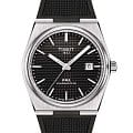 Tissot Tissot PRX Powermatic 80 T137.407.17.051.00  T1374071705100 механические мужские часы  черный циферблат, браслет силикон — вид спереди