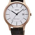 Orient Orient RF-QD0001S1  RF-QD0001S10 кварцевые мужские часы белый циферблат, браслет кожаный — вид спереди