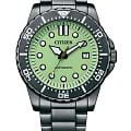 Citizen Citizen Automatic NJ0177-84X  NJ0177-84X механические мужские часы зеленый циферблат, браслет нержавеющая сталь с ip-покрытием — вид спереди