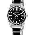 Jacques Lemans Jacques Lemans 1-2060G  1-2060G кварцевые мужские часы черный циферблат, браслет нержавеющая сталь 316l + полиуретан — вид спереди