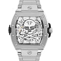 Philipp Plein Philipp Plein The Skeleton 2.0 PWJFA0425  PWJFA0425 механические мужские часы серебристый циферблат, браслет нержавеющая сталь — вид спереди