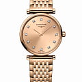 Longines Longines La Grande Classique L4.209.1.90.8  L42091908 кварцевые женские часы  золотой циферблат, браслет сталь c pvd покрытием — вид спереди