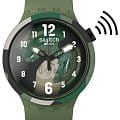 Swatch Swatch Big Bold Biosourced Swatch Pay! SB05G108-5300  SB05G108-5300 кварцевые мужские часы зеленый циферблат, браслет биоматериал — вид спереди