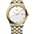 Longines Longines Flagship  L4.974.3.27.7  L49743277 механические мужские часы белый циферблат, браслет сталь c pvd покрытием — вид спереди