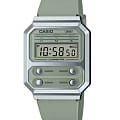 Casio Casio Vintage A100WEF-3ADF  A100WEF-3ADF кварцевые мужские часы зеленый циферблат, браслет пластик — вид спереди