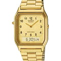 Casio Casio Collection AQ-230GA-9B  AQ-230GA-9B кварцевые мужские часы золотой циферблат, браслет сталь с ip покрытием — вид спереди