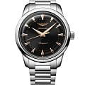 Longines Longines Conquest Heritage L1.650.4.52.6 40mm  L16504526 механические мужские часы черный циферблат, браслет нержавеющая сталь 316l — вид спереди