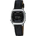Casio Casio Illuminator LA670WEL-1B  LA670WEL-1B кварцевые женские часы  черный циферблат, браслет кожа + текстиль — вид спереди
