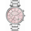 Michael Kors Michael Kors Parker MK6105  MK6105 кварцевые женские часы розовый циферблат, браслет нержавеющая сталь — вид спереди