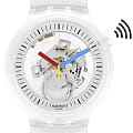 Swatch Swatch Big Bold Swatch Pay! SB01K102-5300  SB01K102-5300 кварцевые мужские часы белый циферблат, браслет силикон — вид спереди