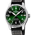 Festina Festina Automatic F20151/2  F20151/2 механические мужские часы  зеленый циферблат, браслет кожаный — вид спереди