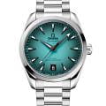 Omega Omega Seamaster Aqua Terra 220.10.38.20.03.005 Aqua Terra 22010382003005 механические мужские часы бирюзовый циферблат, браслет нержавеющая сталь — вид спереди