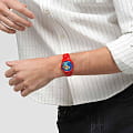 Swatch Swatch Gent Biosourced Standart SO28Z120 кварцевые женские часы часы, крупный план фиолетовый циферблат