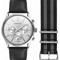 George Kini George Kini GK.12.1.1S.16  GK.12.1.1S.16 кварцевые мужские часы  серебристый циферблат, браслет кожа + текстиль — вид спереди
