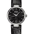 Mido Mido Baroncelli Donna M022.207.16.051.10  M0222071605110 механические женские часы черный циферблат, браслет кожаный — вид спереди