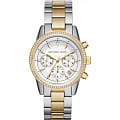 Michael Kors Michael Kors Ritz MK6474  MK6474 кварцевые женские часы серебристый циферблат, браслет сталь c pvd покрытием — вид спереди