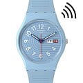 Swatch Swatch Gent Biosourced Swatch Pay! SO28S104-5300  SO28S104-5300 кварцевые женские часы голубой циферблат, браслет силикон — вид спереди