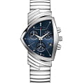 Hamilton Hamilton Ventura Chrono Quartz H24432141  H24432141 кварцевые мужские часы  синий циферблат, браслет нержавеющая сталь — вид спереди