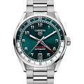 TAG Heuer TAG Heuer Carrera Date Twin-Time WDA2114.BA0043  WDA2114.BA0043 механические мужские часы зеленый циферблат, браслет нержавеющая сталь — вид спереди