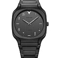 D1 Milano D1 Milano Square SQBJ08  SQBJ08 кварцевые мужские часы  черный циферблат, браслет нержавеющая сталь с pvd-покрытием — вид спереди