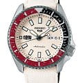 Seiko Seiko SRPF19K1  SRPF19K1 механические мужские часы белый циферблат, браслет кожа + нейлон — вид спереди