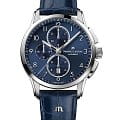 Maurice Lacroix Maurice Lacroix Pontos Chronograph 43mm PT6388-SS001-420-4  PT6388-SS001-420-4 механические мужские часы  синий циферблат, браслет кожаный — вид спереди