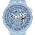 Swatch Swatch Big Bold Bioceramic Lacquered SB03N100  SB03N100 кварцевые мужские часы голубой циферблат, браслет силикон — вид спереди