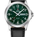 Swiss Military by Chrono Swiss Military by Chrono Classic SMP36040.30  SMP36040.30 кварцевые мужские часы зеленый циферблат, браслет кожаный — вид спереди