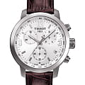 Tissot Tissot PRC 200 Chronograph T055.417.16.017.01 PRC 200 T0554171601701 кварцевые мужские часы белый циферблат, браслет кожаный — вид спереди
