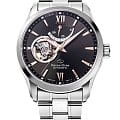Orient Orient Star RE-AT0009N  RE-AT0009N механические мужские часы черный циферблат, браслет нержавеющая сталь — вид спереди