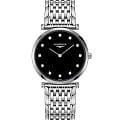 Longines Longines La Grande Classique L4.512.4.58.6  L45124586 кварцевые женские часы  черный циферблат, браслет нержавеющая сталь — вид спереди