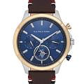 U.S. Polo Assn. U.S. Polo Assn. Crossing USPA1099-01  USPA1099-01 кварцевые мужские часы синий циферблат, браслет кожаный — вид спереди