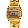 Casio Casio Illuminator LA690WEGA-9  LA690WEGA-9EF кварцевые женские часы  золотой циферблат, браслет сталь с ip покрытием — вид спереди