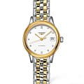 Longines Longines Flagship L4.274.3.27.7  L42743277 механические женские часы белый циферблат, браслет сталь c pvd покрытием — вид спереди