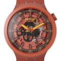 Swatch Swatch Big Bold Lacquered SB01R100  SB01R100 кварцевые мужские часы красный циферблат, браслет силикон — вид спереди