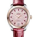 Omega Omega Seamaster Aqua Terra 220.23.34.20.60.001 Aqua Terra 22023342060001 механические женские часы розовый циферблат, браслет кожаный — вид спереди