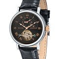Earnshaw Earnshaw ES-8047-01  ES-8047-01 механические мужские часы черный циферблат, браслет кожаный — вид спереди