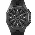 Philipp Plein Philipp Plein Octagon PWTBA0623  PWTBA0623 кварцевые мужские часы черный циферблат, браслет силикон — вид спереди